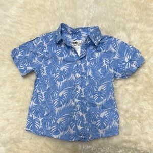 Worn once - Boys Blue Short Sleeve Button Down Tropical Summer Shirt 4T